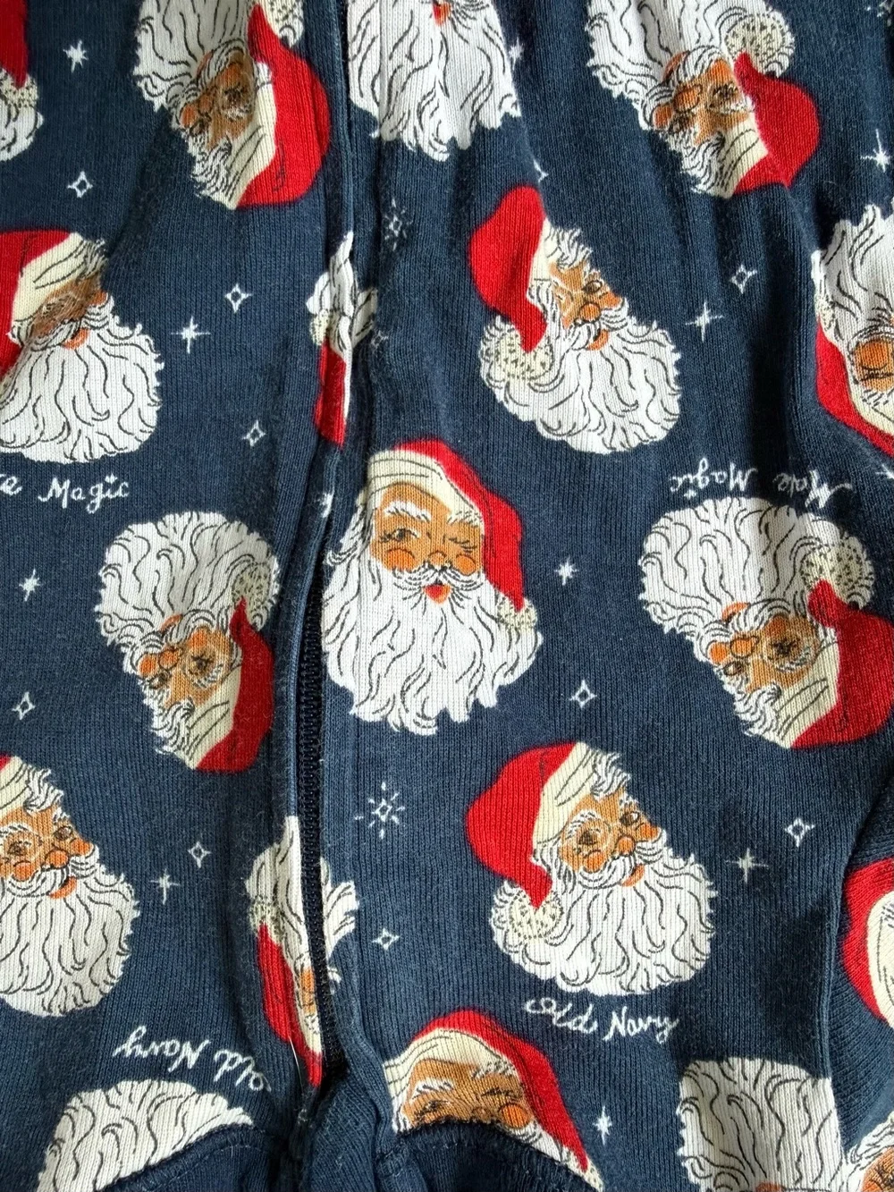 Old Navy Navy Santa Print Footed One-Piece Pajamas